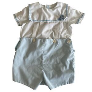 Boy's Embroidered Sailor Short Set - Size 12 Months
